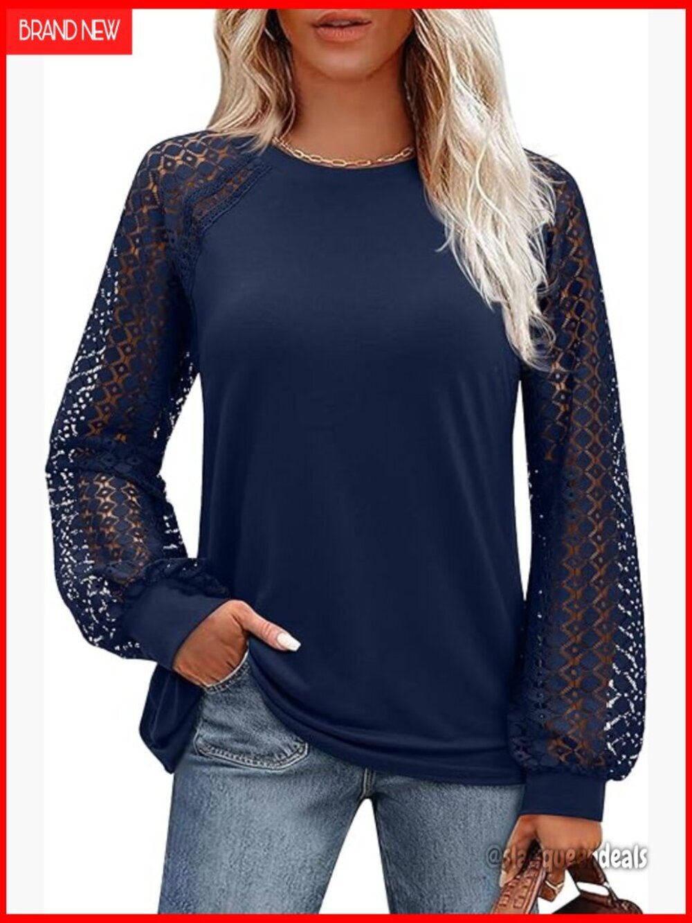 Long Sleeve Lace Blouse Business Casual Top Recycled Material Regular Fit